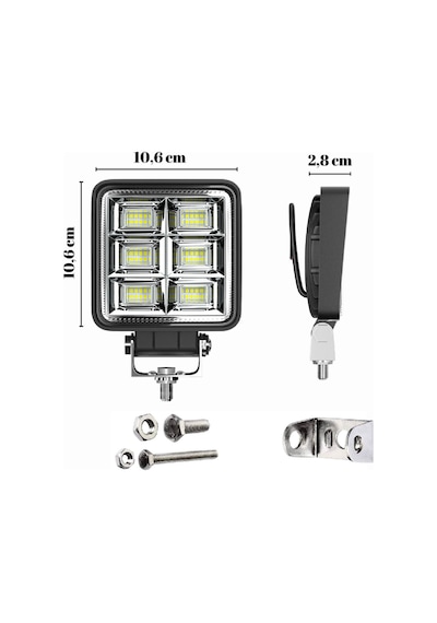 4 Inç 48 Led 144 Watt Iş Makinesi Kamyon Traktör Projektör Çalışma Sis Lambası Off Road Geniş Açı
