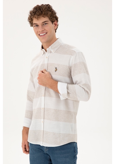 U.s. Polo Assn. Erkek Taş Gömlek Desenli 50291249-vr049 Taş