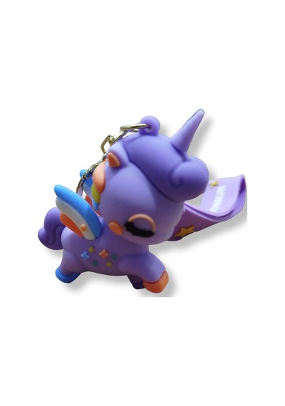 Dragon Run Mor Unicorn 3d Figürlü Yıldız Detaylı Bilek Kayışlı Anahtarlık - 1 Adet