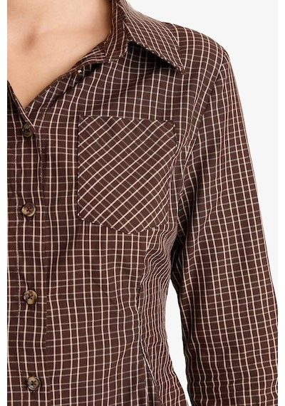 Defacto Coool Fitted Poplin Uzun Kollu Gömlek G1004ax25aubn130 Kahve