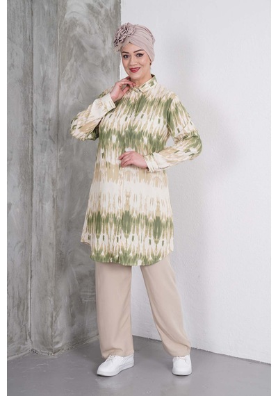 Polologin Butik Yeşil Kahverengi Desenli Tunik Ve Krem Pantolon Takım Yeşil & Kahverengi & Krem Polologin Butik Yeşil Kahverengi Desenli Tunik Ve Krem Pantolon Takım Yeşil & Kahverengi & Krem
