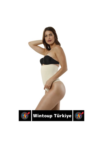 Özel Üretim İz İç Göstermez Kaymaz Sıkılaştırıcı Toparlayıcı Yüksek Bel String Korse Bej