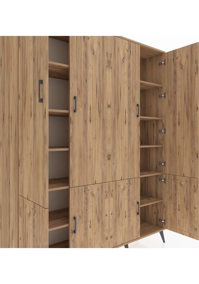Hyperion Gardrop 10 Raflı 8 Kapaklı 176x44x221 Çam-çam Çam