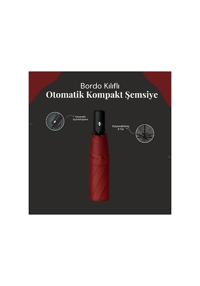 Mnb Shop Bordo Kılıflı Otomatik Kompakt Şemsiye Çok Renkli