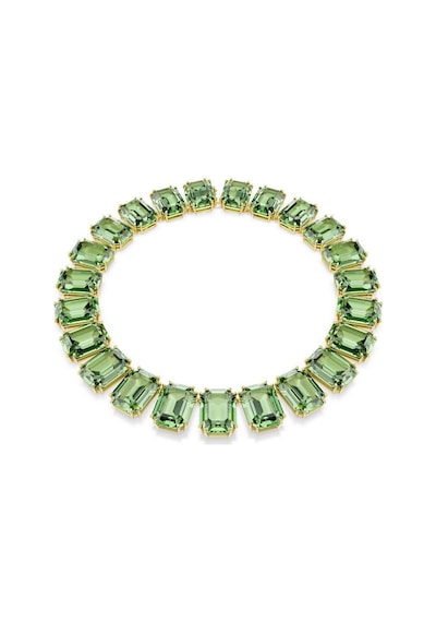 5714396 Millenia Tennis Necklace, Oversized Crystals, Octagon Cut, Green, Gold-tone Plated Metalik