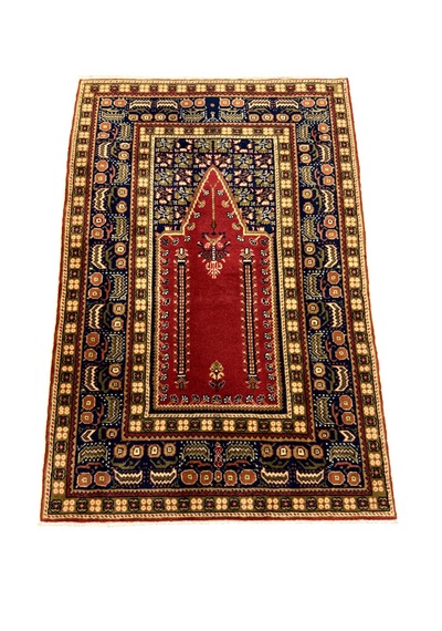 El Dokuma Sıfır Bünyan Halısı Seccade 90x135 Kiremit Yün Namazlık