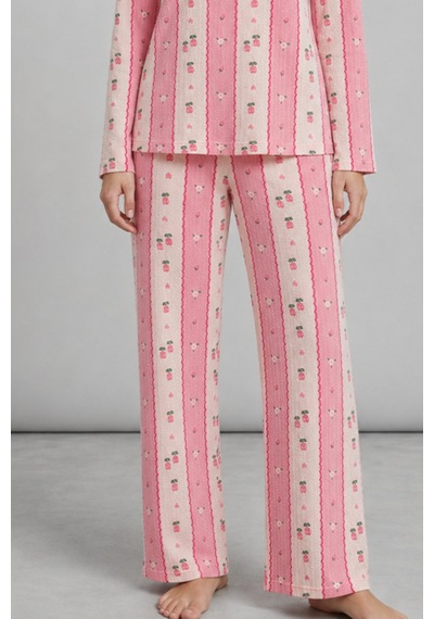Kadın Bol Paça Relaxed Pembe Pijama Takımı 4692