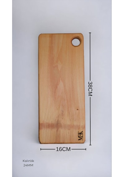 Kesme Tahtası & Sunumluk Dikdörtgen Delikli Tahta 38x16 Cm