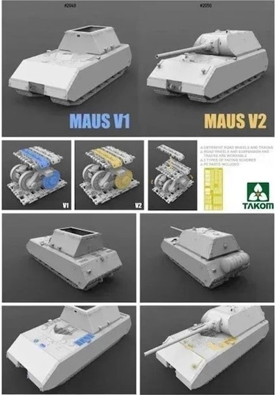 Takom 2049 1/35 Ölçek, Alman Süper Ağır Tankı Maus V1, Plastik Model Kiti-58197