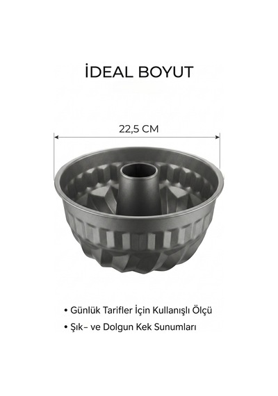 Dilimli Kek Kalıbı 22,5 Cm Gri