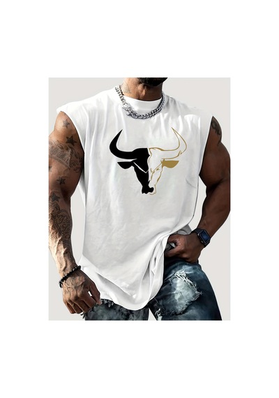 Caddemia Yaz Eğlence Sporları Fitness Gevşek Boğa Desen Baskılı Rahat Ve Nefes Alabilir Yuvarlak Beyaz Caddemia Yaz Eğlence Sporları Fitness Gevşek Boğa Desen Baskılı Rahat Ve Nefes Alabilir Yuvarlak Beyaz