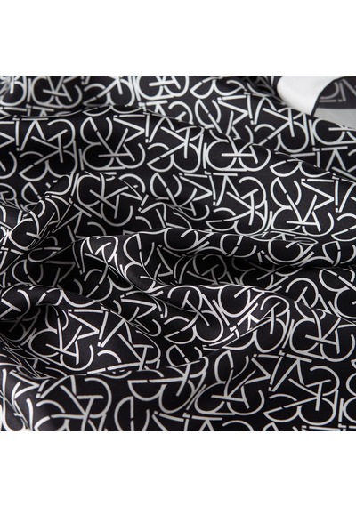 İpekevi Twill İpek Eşarp - Typo Monogram - Siyah Beyaz - Siyah Beyaz