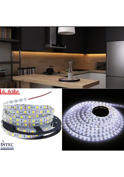 3 Çipli Silikonsuz Şerit Led İç Mekan Led Aydınlatması Beyaz