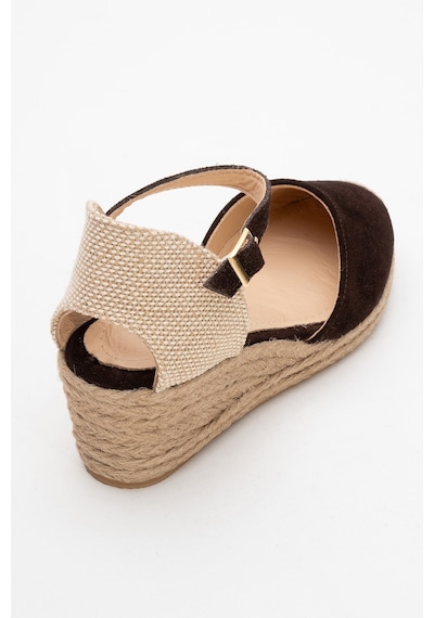 Luvishoes Luvi Shoes Aldea Kahverengi Süet Hakiki Deri Kadın Dolgu Topuk Sandalet Kahverengi