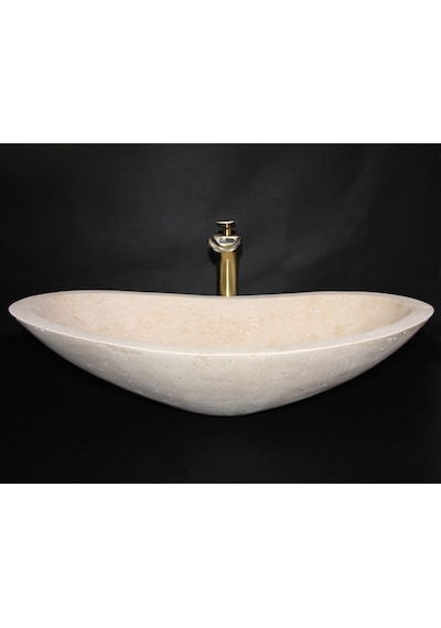 Traverten Elips Kayık Lavabo
