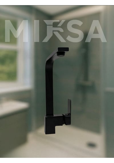Lüx Siyah Kare Mutfak Eviye Bataryası, Musluğu, Ağır Gövde Kaliteli