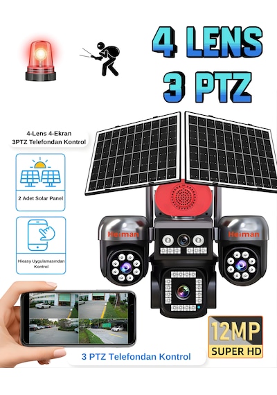 Heiman Hm-892 4g Sim Kartlı 4 Kameralı 3 Telefondan Kontrol 12mp Hd Kamera
