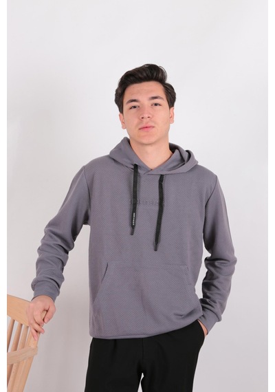 Five Pocket Fp24b2124 Erkek Kapşonlu Kanguru Cepli Sweatshirt Füme