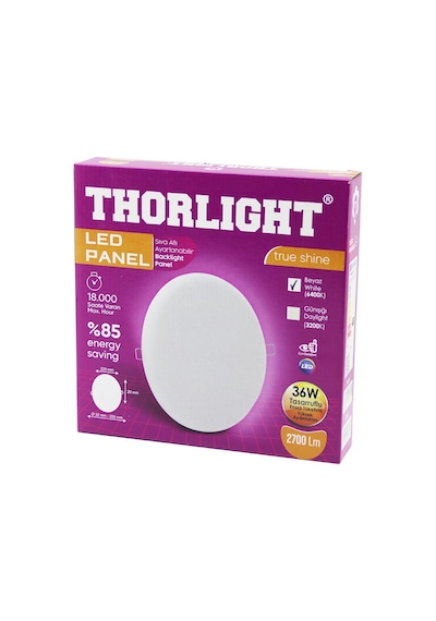 Lunaev Thorlıght S-236 36 W 22 Cm Beyaz Led Panel Sıva Altı Ayarlı Mandallı 6400k - 2700lm - 18000 S 3 Renk