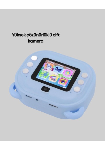 Mey İthalat Termal Baskı Teknolojili Anında Fotoğraf Kamerası 24mp Çift Lens, 32gb Hafıza Mavi