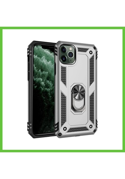 Bezos İphone 11 Pro Uyumlu Kılıf Sofya Yüzüklü Silikon Kapak - Gümüş Dmc