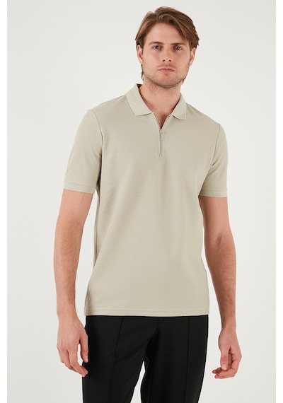 Buratti Pamuklu Regular Fit Fermuarlı Erkek Polo Yaka T Shirt 5902434 Taş