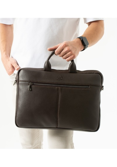 Westpolo Vegan Deri Unisex Laptop, Evrak Çantası - Kahverengi