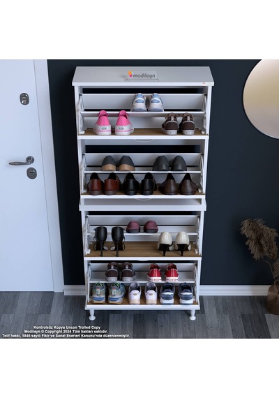 Modilayn Umay' 2 Li Antre Hol 52 X 160 X 25,5 Cm Lik 4 Düşer Kapak 8 Göz Bölmeli Ayakkabılık Beyaz - Ceviz Modilayn Umay' 2 Li Antre Hol 52 X 160 X 25,5 Cm Lik 4 Düşer Kapak 8 Göz Bölmeli Ayakkabılık Beyaz - Ceviz