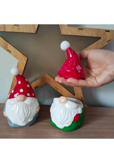 Dafniart Yılbaşı Noel Ya Da Mantar Kapaklı Noel Dekor/mumluk Beyaz,kırmızı Mantar Gnome Diğer