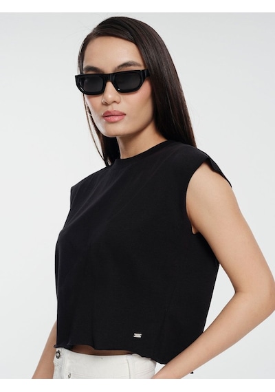 LOFT Crop Kadın Tshirt K.kol Lf2031528 Q1.v1 Siyah