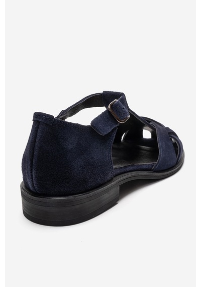 Luvishoes Dexara Lacivert Süet Hakiki Deri Kadın Sandalet