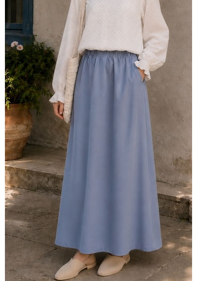 Angel&co. Girls Clothing Kız Çocuk Açık Mavi 2 İplik Maksi Kloş Etek 10-15 Mavi - 892704649 Mavi