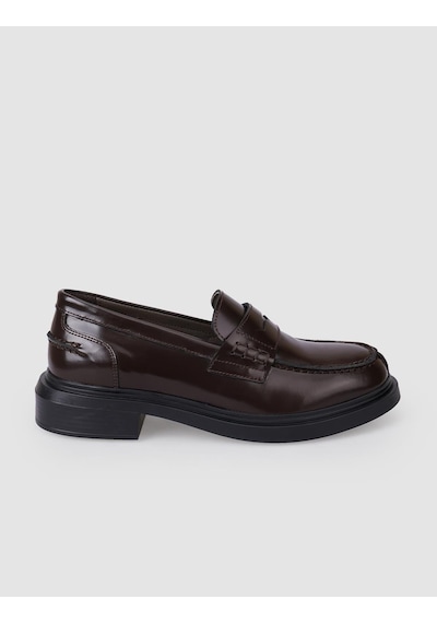 Hakiki Deri Kahverengi Açma Kadın Loafer Kahverengi