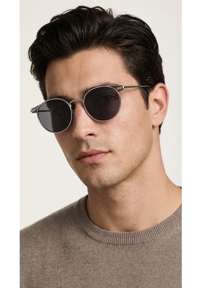 Sanches Yuvarlak Metal Güneş Gözlüğü Füme Cam Uv400 Koruma Unisex 52mm L Beden Yeşil - Turuncu
