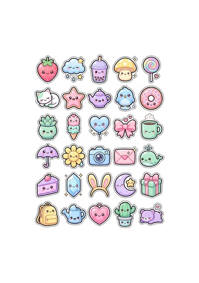 Tatlı Yiyecek Pastel Sticker Seti 150 Adet - 5'li Mega Paket - Laptop Defter Ajanda Etiketi Çok Renkli