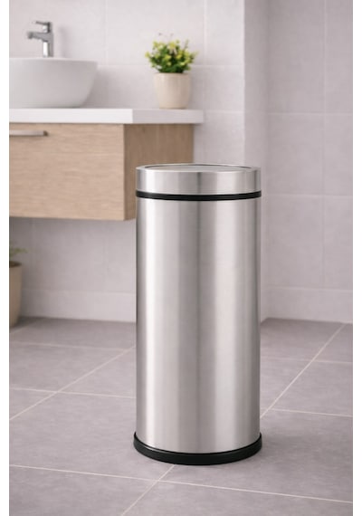 Sas 11 Litre Döner Kapaklı Paslanmaz Çelik Banyo & Wc Çöp Kovası Titan 7511 Gri