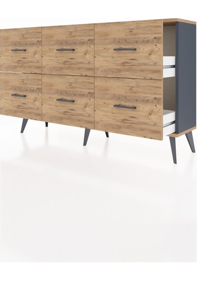 Arges Konsol 6 Çekmeceli 132x30x83 Antrasit-çam/çam Çam/çam Arges Konsol 6 Çekmeceli 132x30x83 Antrasit-çam/çam Çam/çam