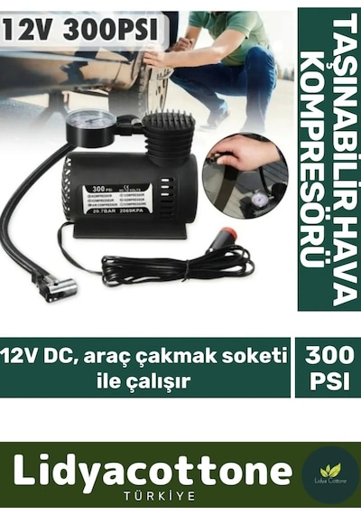 Hava Kompresörü Araba Araç Oto Lastik Şişirme Hava Pompası Taşınabilir