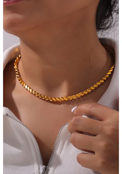 Chavin Gold Parlak Halep Zincir Bayan Kolye Ev05sr Altın
