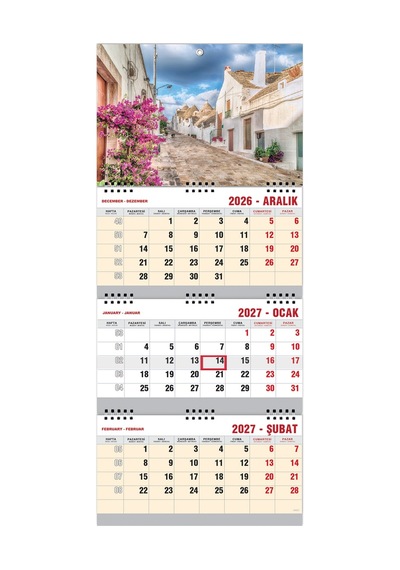 2027 Büyük Boy Extra Gemici Takvimi Denizci Duvar Takvimi 33x77.5 CM