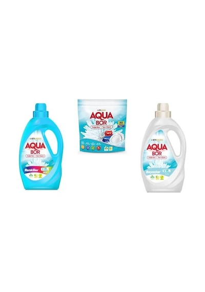 Aquabor Doğal Mineralli Sıvı Renkliler + Tablet + Sıvı Beyaz Set 0.75 LT - 2.5 LT - 12 KG