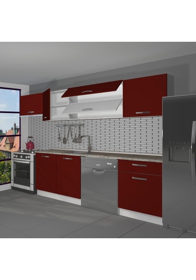 Decoraktiv Elite 280y Mdf Hazır Mutfak Dolabı - Tezgah Dahil - Bordo