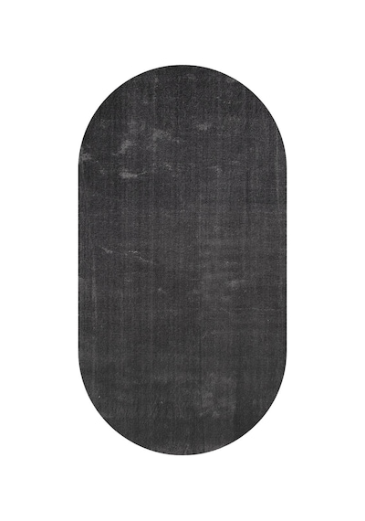 Oval Puffy Yumuşak Peluş Halı , Kaymaz, Yıkanabilir, Antre, Hol, Mutfak, Makyaj Masası Önü Halısı Antrasit