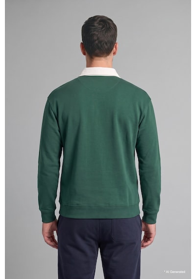 Defacto %100 Pamuk Relaxed Fit Kontrast Polo Yaka Cepli İnce Sweatshirt I3625ax26augn149 Yeşil-gn149