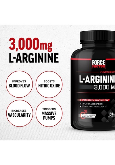 Force Factor L-arginine Nitric Oxide 3000mg, 3g, 150 Capsules