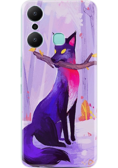 Infinix Hot 20 Play Kılıf Silikon Desen Özel Seri Mor Kurt 1614
