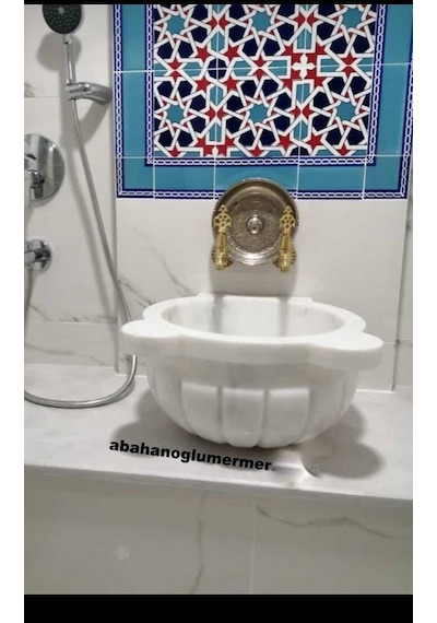Mermer Banyo Kurnası Beyaz