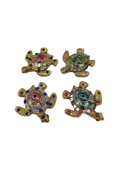 Kaplumbağa Magnet Dört Renk Kristal Taşlı Dörtlü Set
