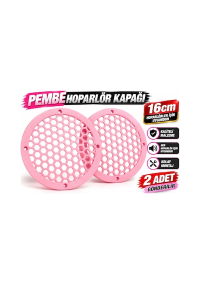 Pembe 16cm Hoparlör Kapağı - Pembe Kaliteli Plastik Midrange Hoparlör Kapak 16 Cm - 2 Adet
