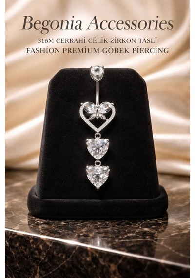 316l Cerrahi Çelik Göbek Piercing Zirkon Taşlı Sallantılı Kadın Piercing Paslanmaz Kararmaz Figürlü Fashion Özel Tasarım Göbek Piercing Modeli - 29 Gümüş